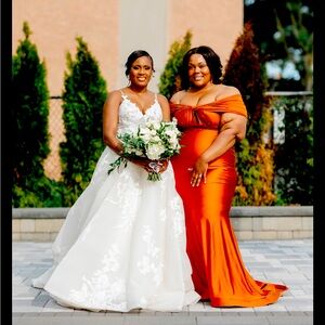 Convertible bridesmaids dress in beautiful rust color .